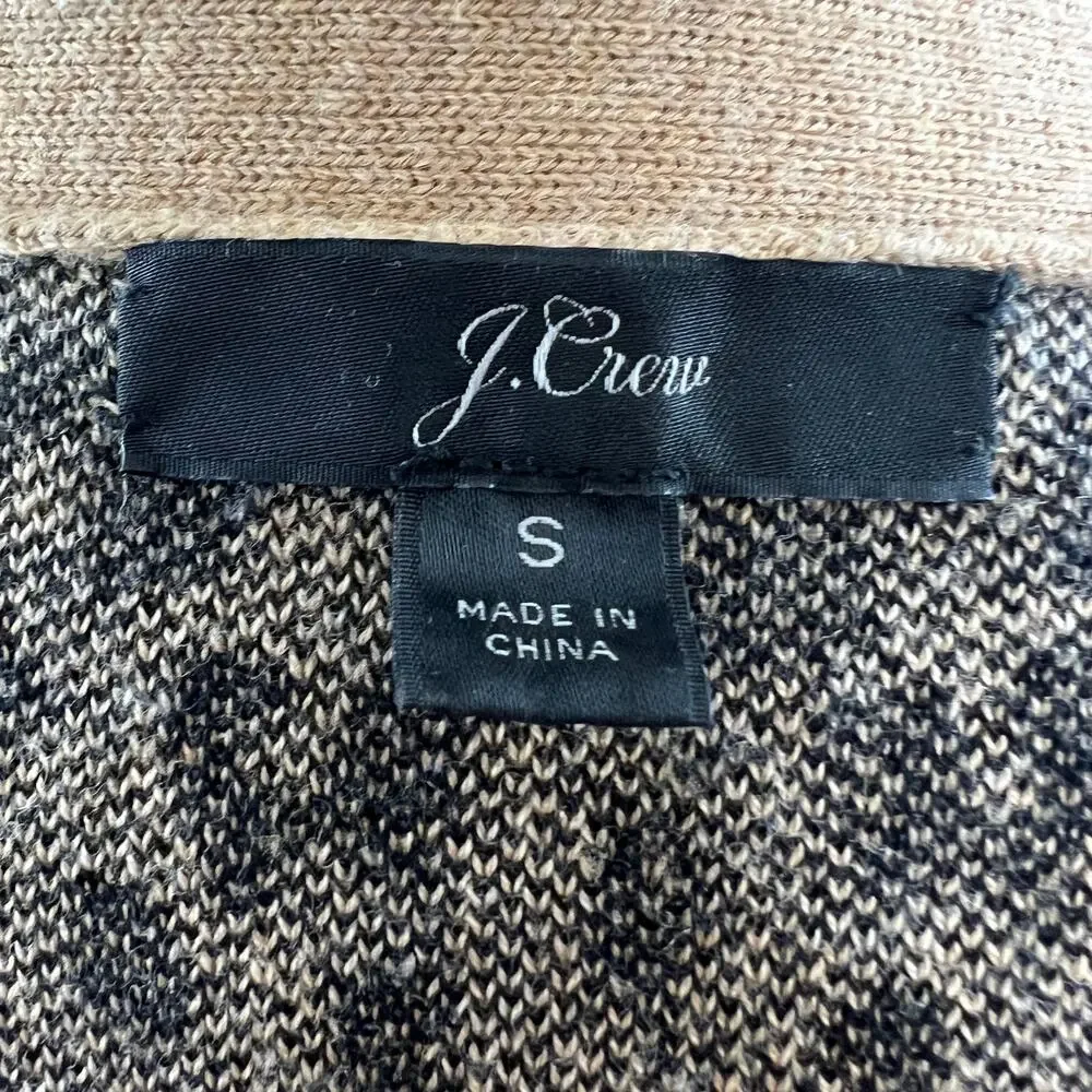 J. Crew V-neck Cardigan Sweater in Leopard Jacquard Relaxed Merino L1128 S